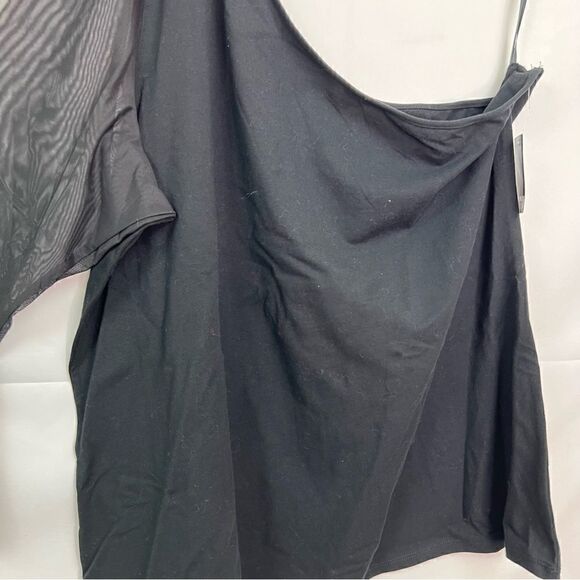 Torrid Black Long Sleeve Mesh One shoulder Foxy knit top Brand New! - Picture 3 of 15